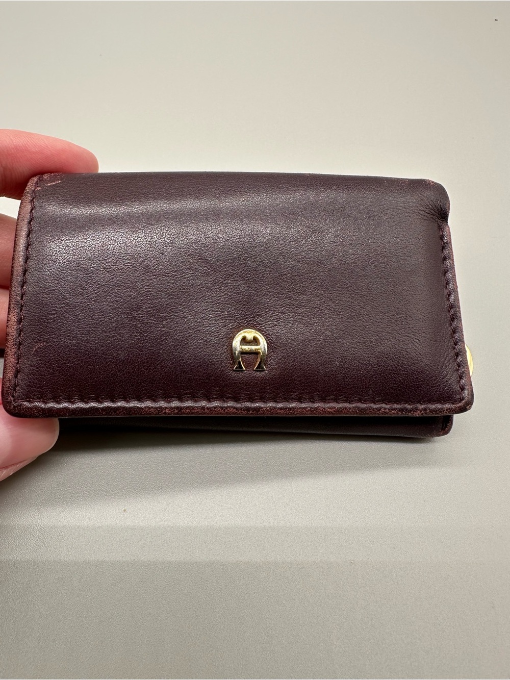 Vintage Etienne Aigner Leather Key Case in Dark Brown with Gold Accent